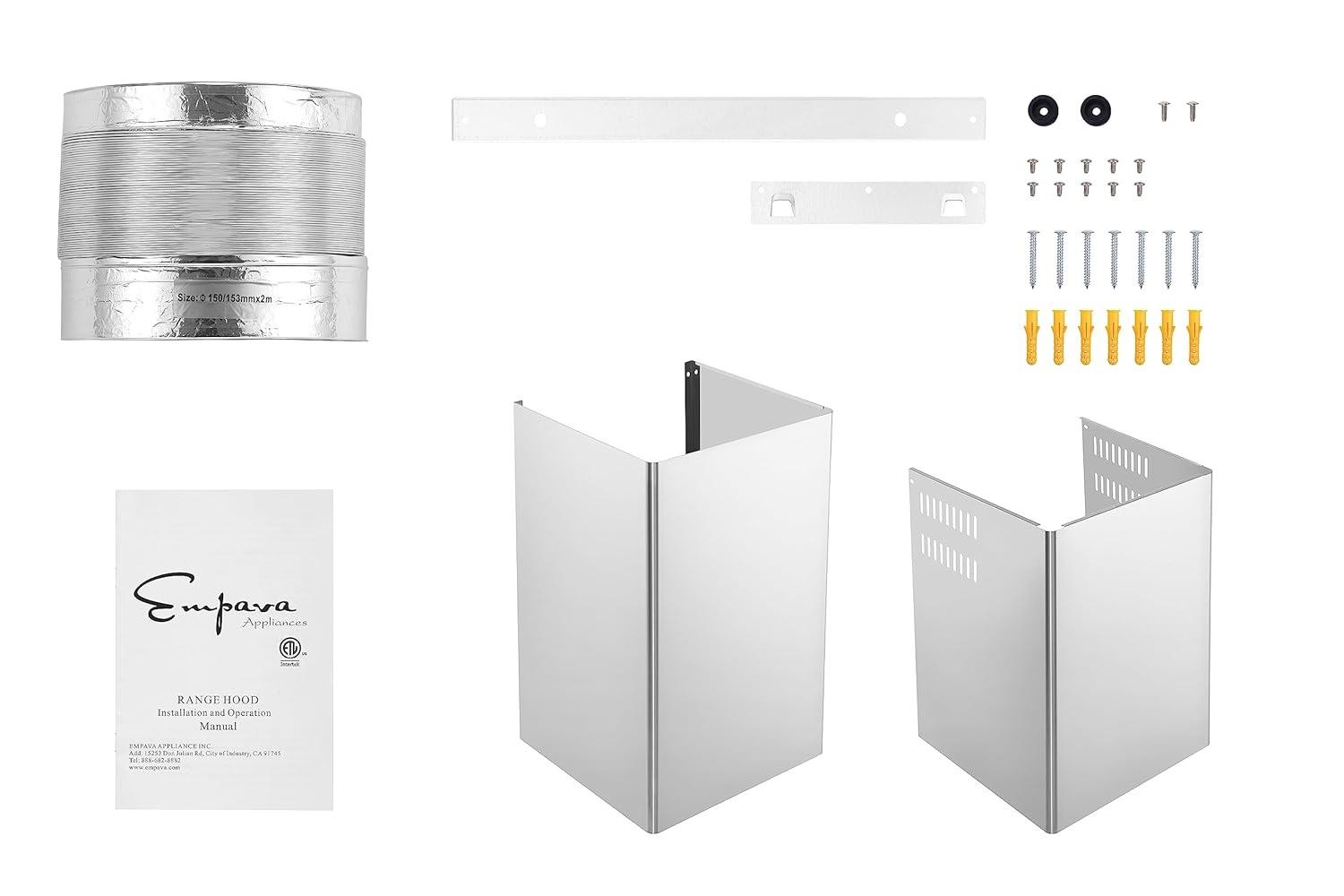 Empava 30" Metal 400 CFM Ducted (Vented) Island Range Hood with Baffle Filter