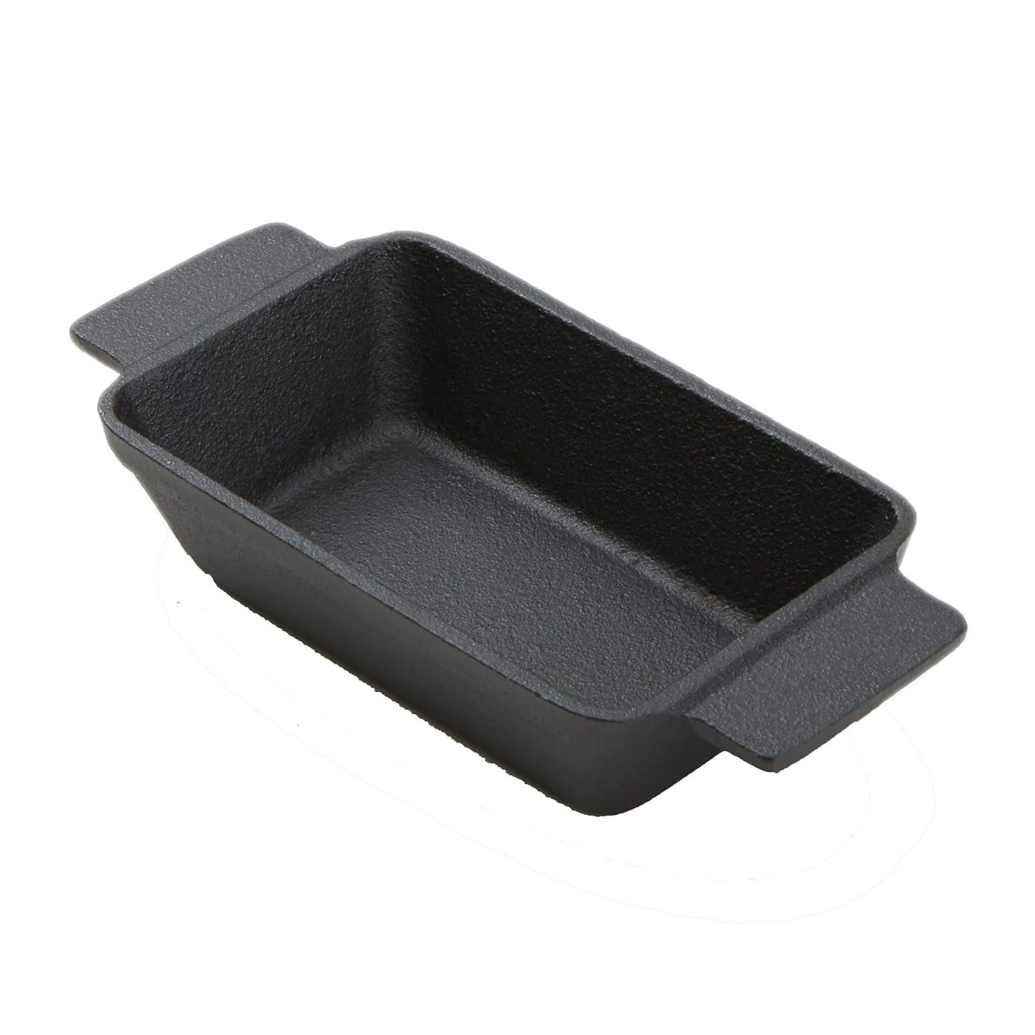 Black Cast Iron Rectangular Casserole Dish with Handles