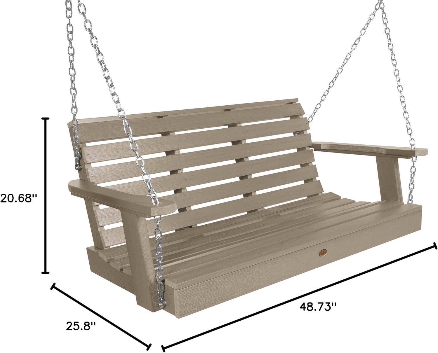 Weatherly 52" Woodland Brown Recycled Plastic Outdoor Porch Swing