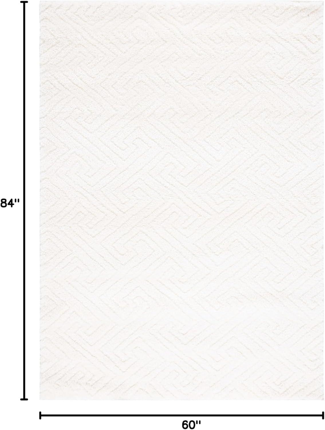 SAFAVIEH Tahoe Ainsley Geometric Shag Area Rug, White, 5' x 7'