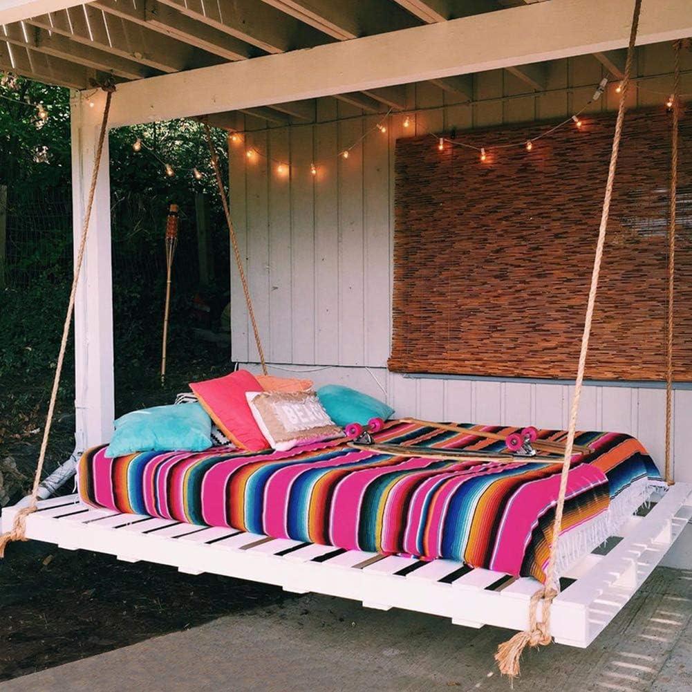 Pink Mexican Serape Cotton Tablecloth with Tassels