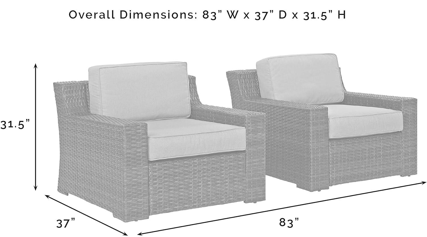 Beaufort 6pc Outdoor Wicker Conversation Set - Mist - Crosley: Steel Frame, Weather-Resistant, UV-Resistant, with Polyester Foam Cushions