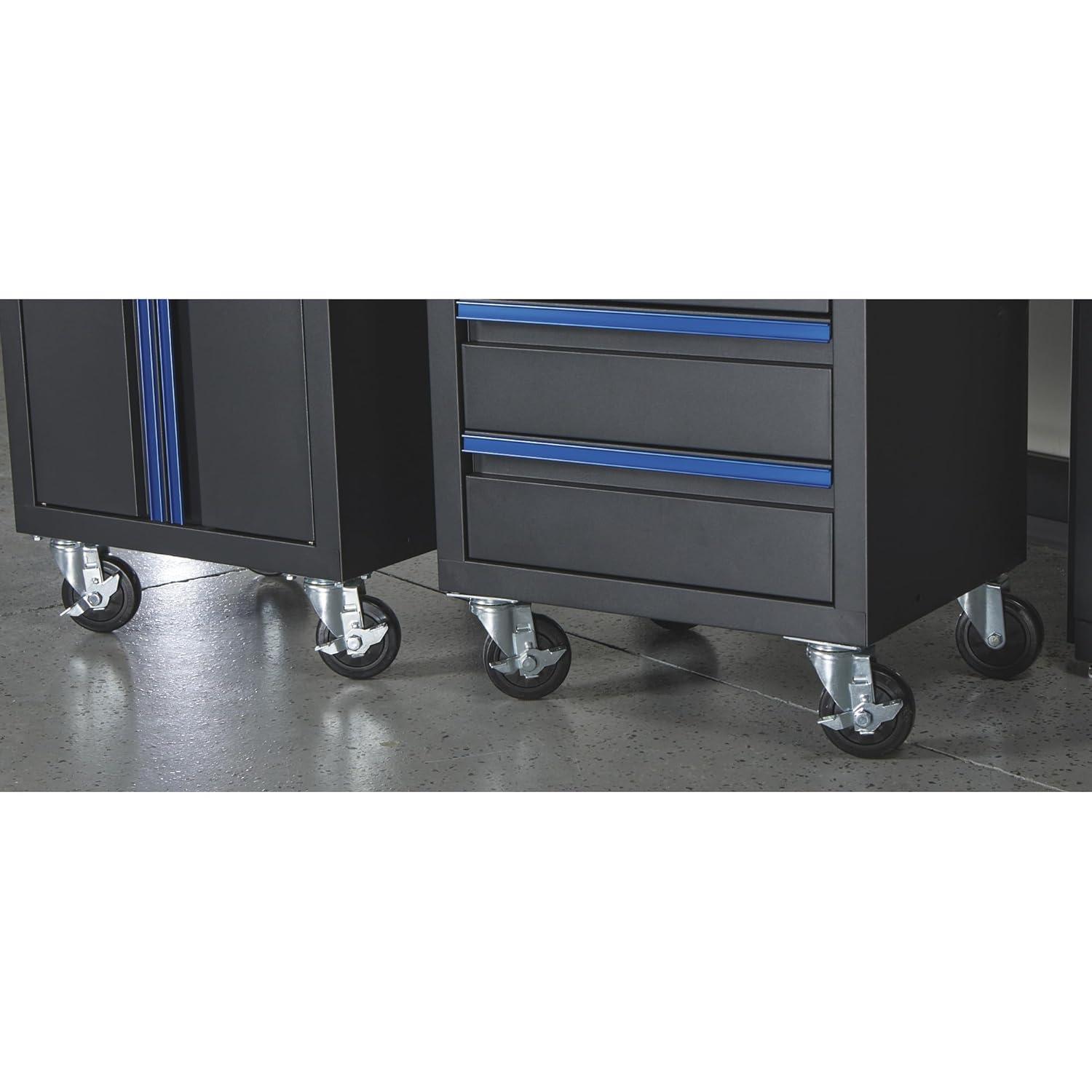 Strongway 6-Pc. Steel Garage Storage System with Drawers, Pegboard, Shelves, Tabletop, 2 Rolling Cabinets, 81.5in. x 75.7in.