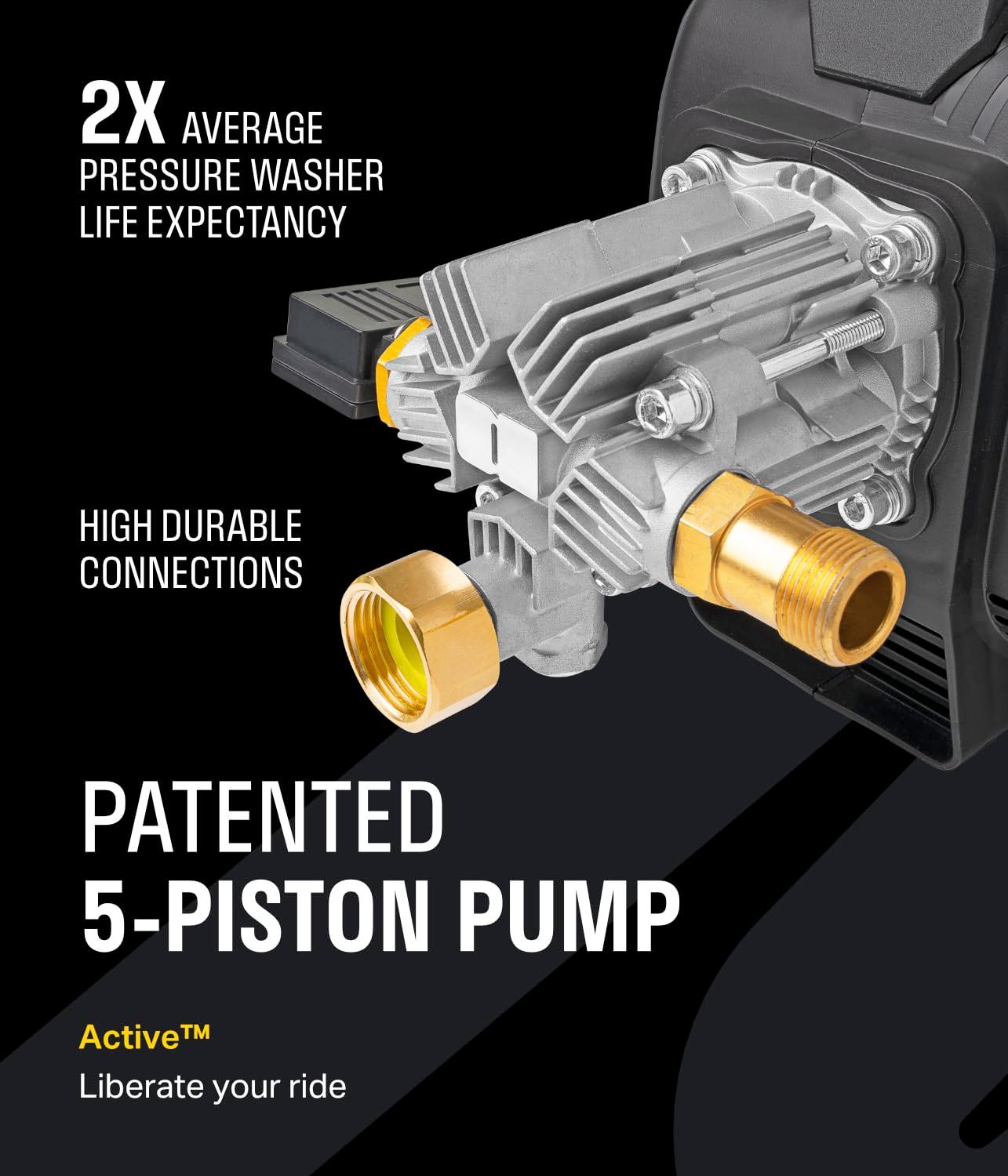 ACTIVE 2.0 Electric Pressure Washer - 2.0 GPM Flow and 1800 PSI Peak Pressure, Pressure washers for Power Wash, Power Washers Electric Powered, Wall Mount Pressure Washer, Hidrolavadora Electrica