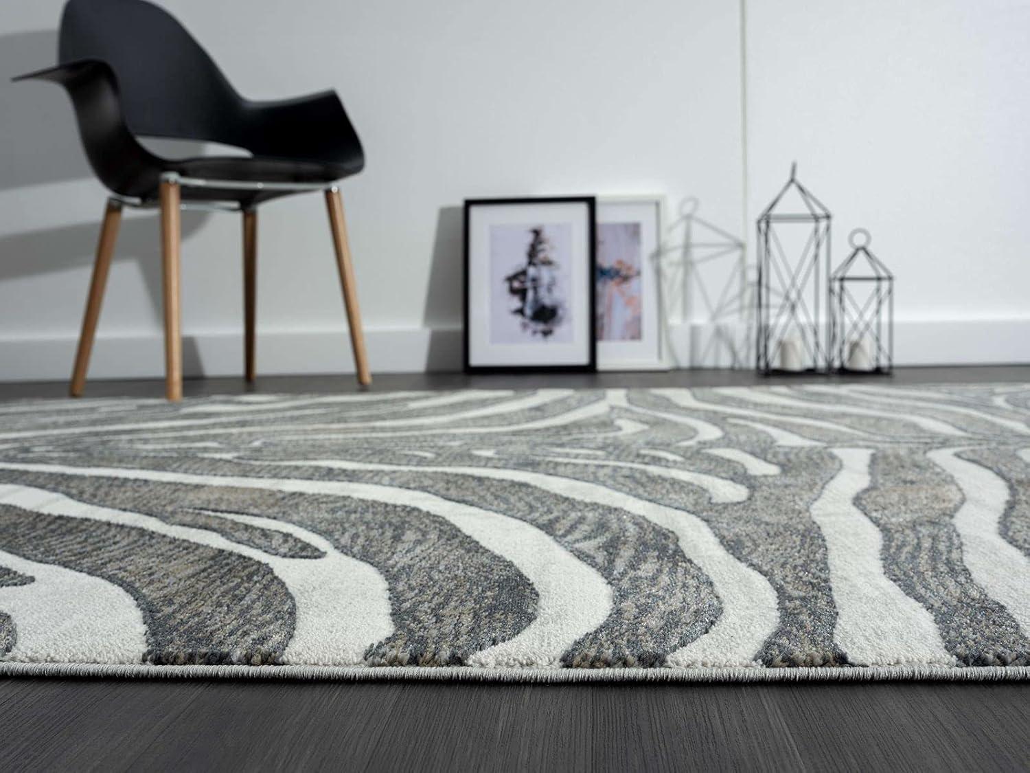 Abani Nova NOV170B Grey Brown Zebra Print Area Rug 6' x 9' - Grey