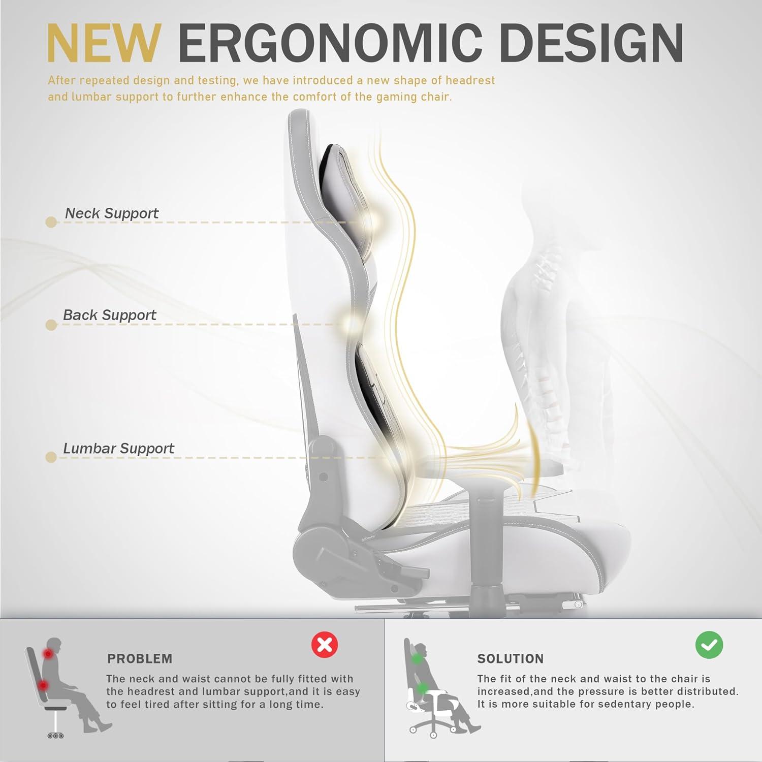 Dowinx Adjustable Reclining Ergonomic Swiveling PC & Racing Game Chair with Footrest