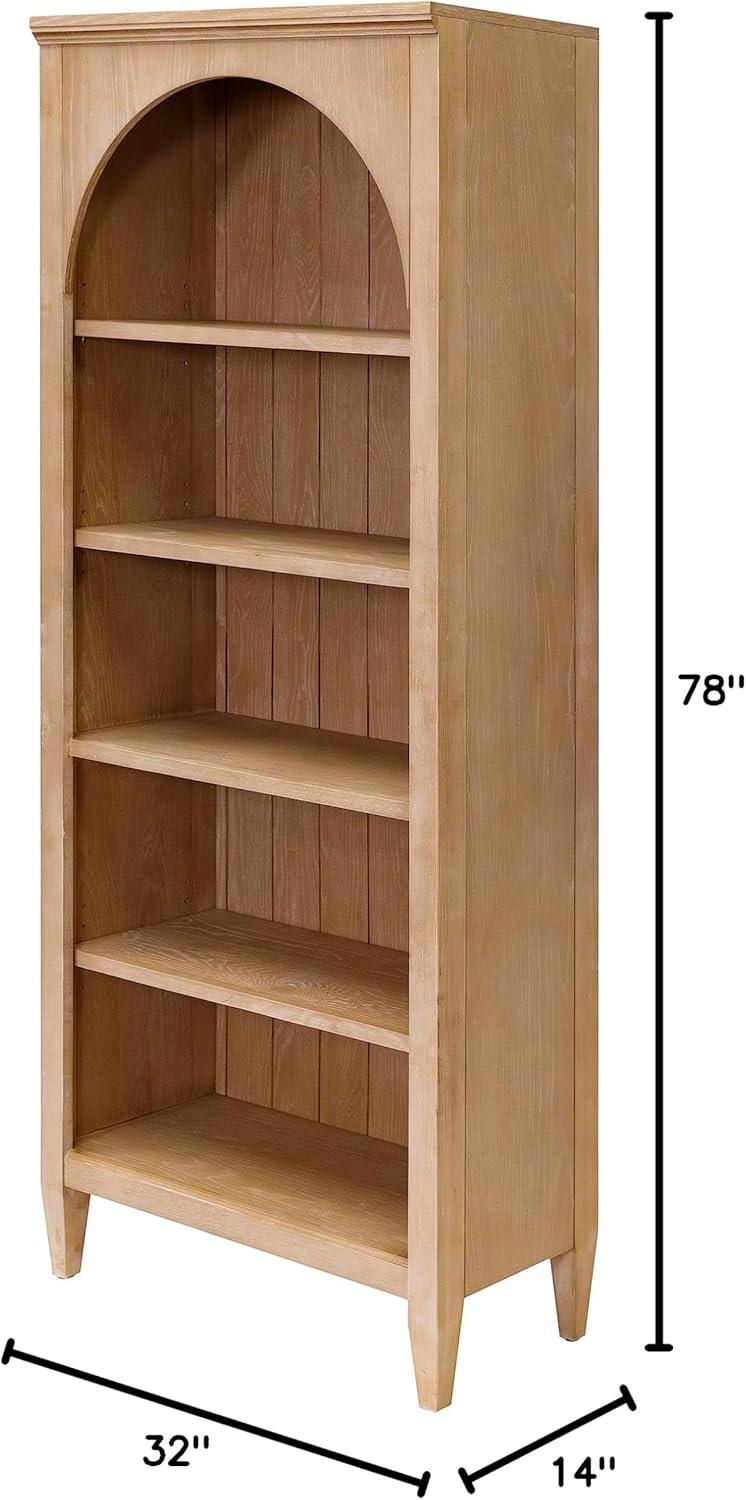 Martin Furniture 78" Modern Wood Open Bookcase Laurel Collection Light Brown: No Assembly, 3-Tier Storage