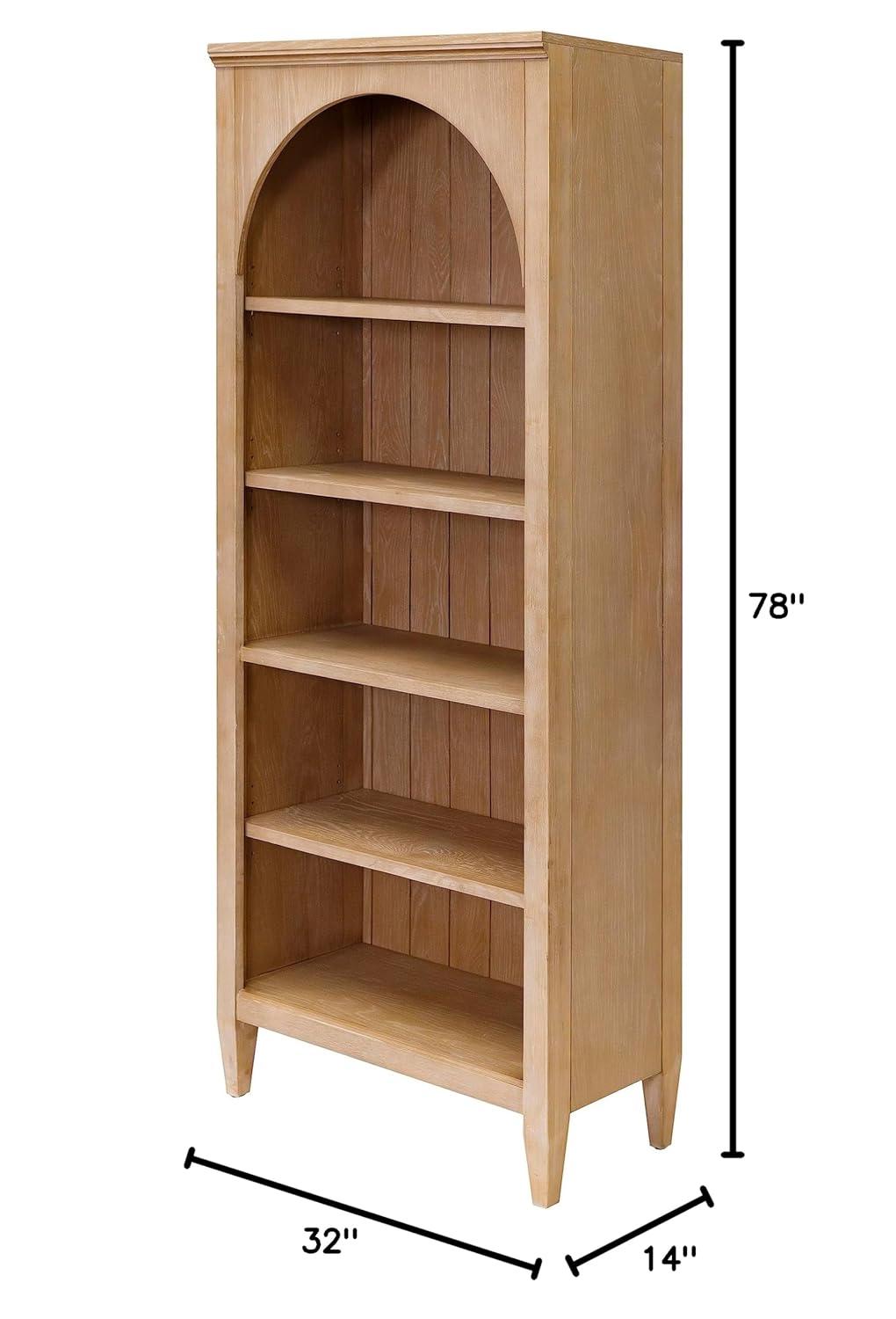 Martin Furniture 78" Modern Wood Open Bookcase Laurel Collection Light Brown: No Assembly, 3-Tier Storage