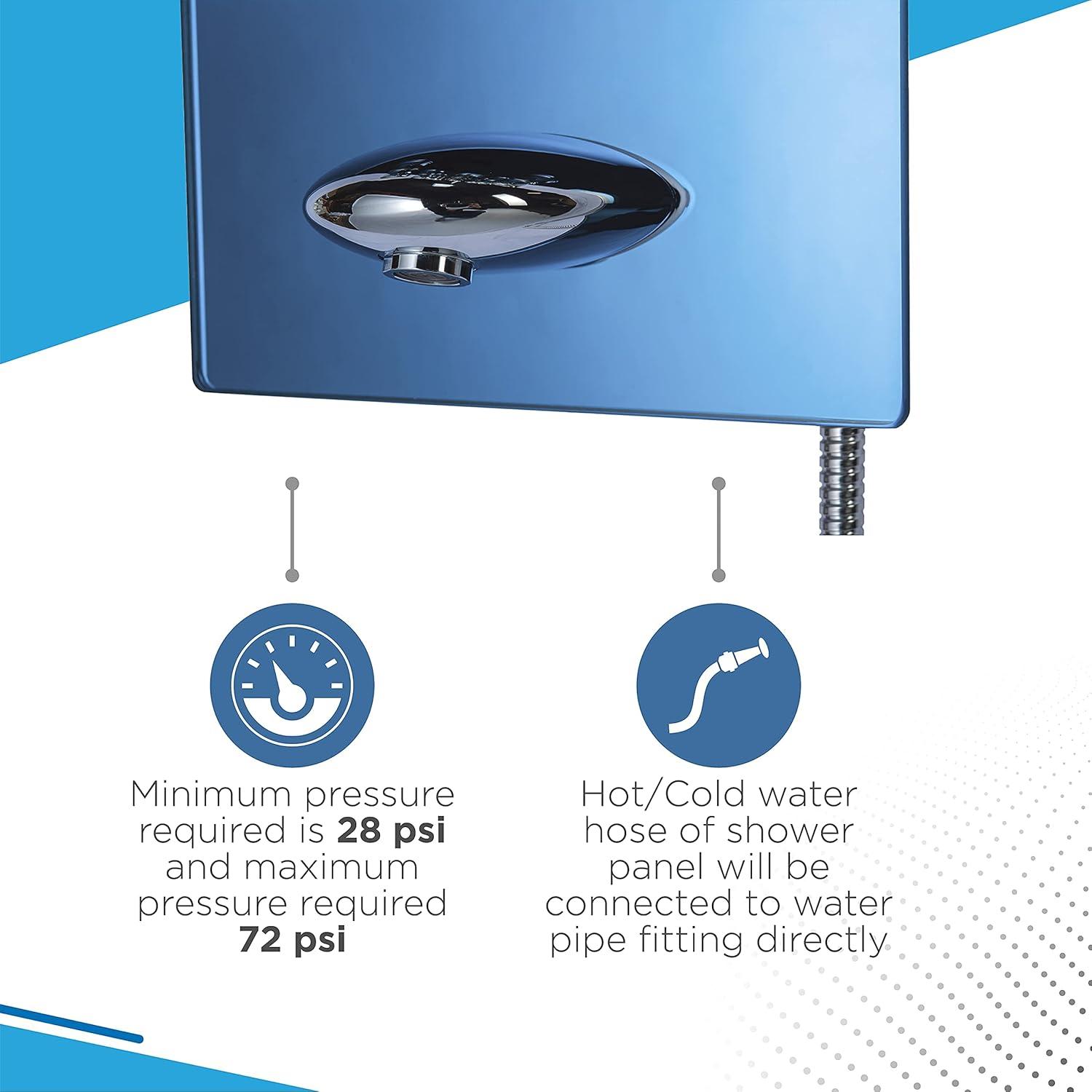 Blue Ocean 52 inch Aluminum Shower Panel With Shower Head