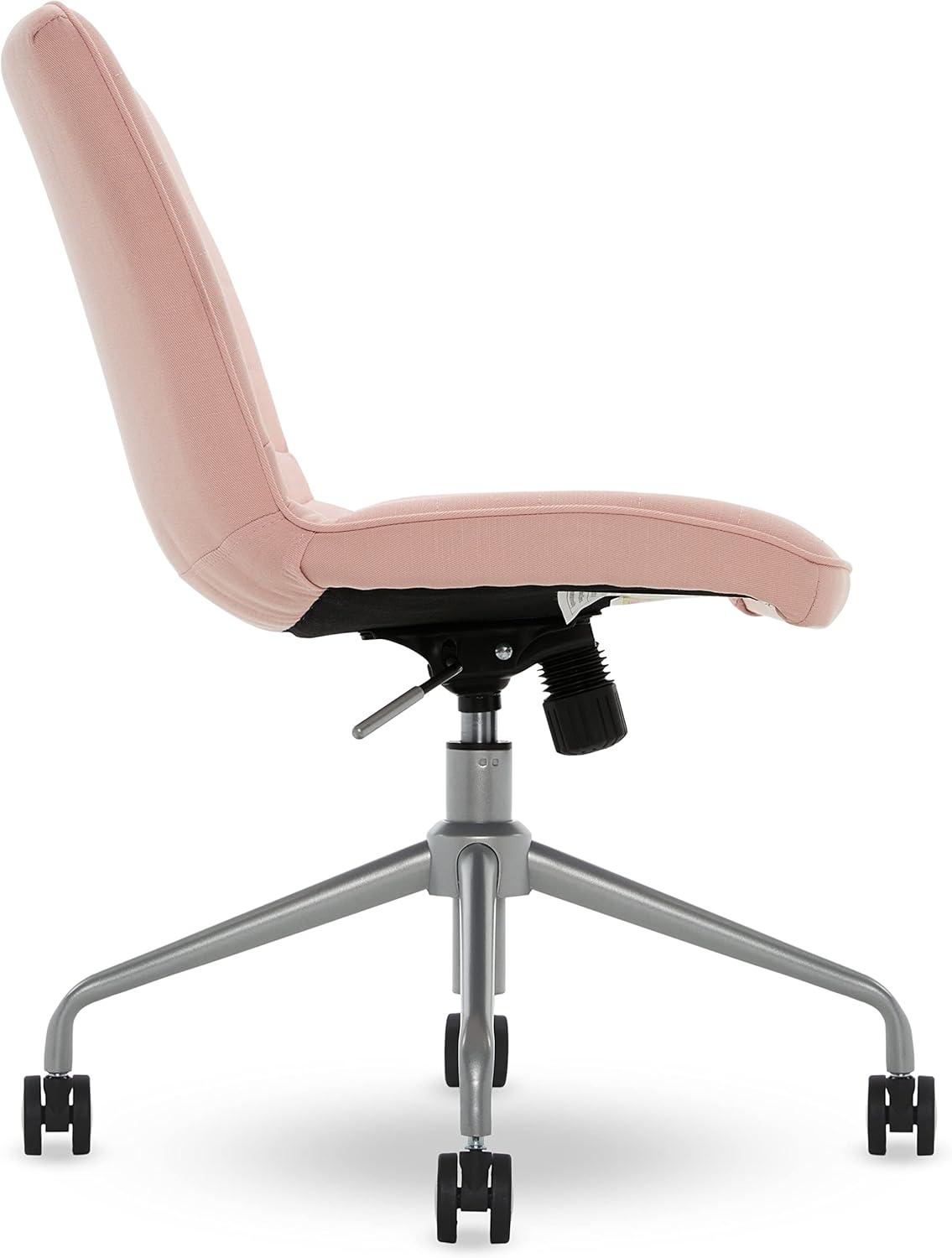 French Pink Armless Task Chair with Chrome-Finished Base