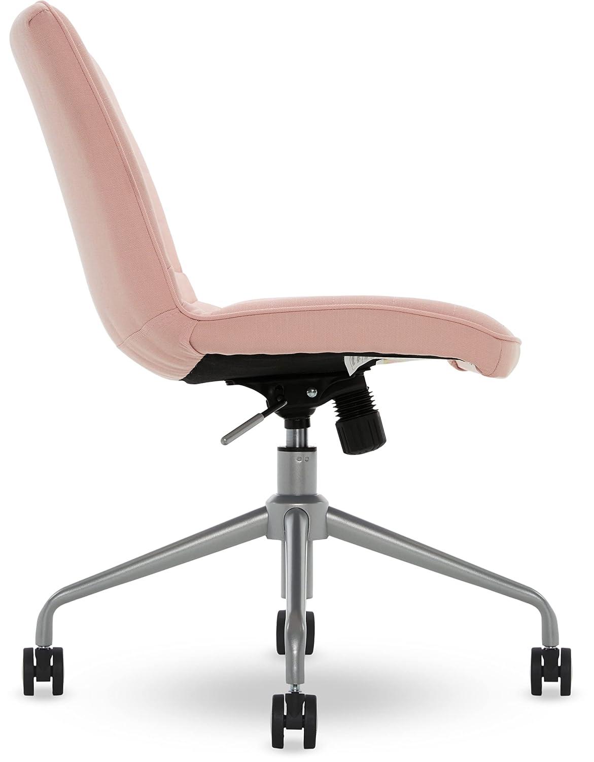 Adore Decor Adelaide Task Chair French Pink: Chrome-Plated, Adjustable Height, Swivel, Metal Base