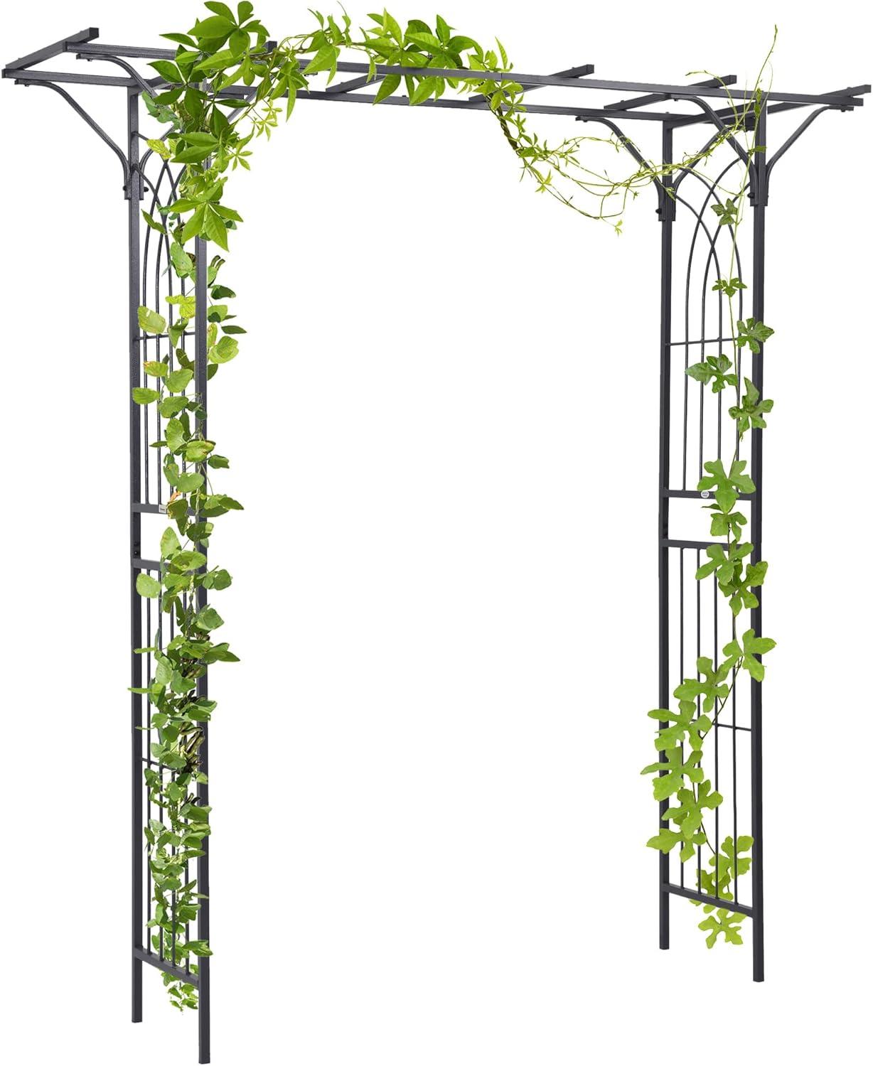 Outsunny 74.75'' W x 19.75'' D Metal Arbor in Gray