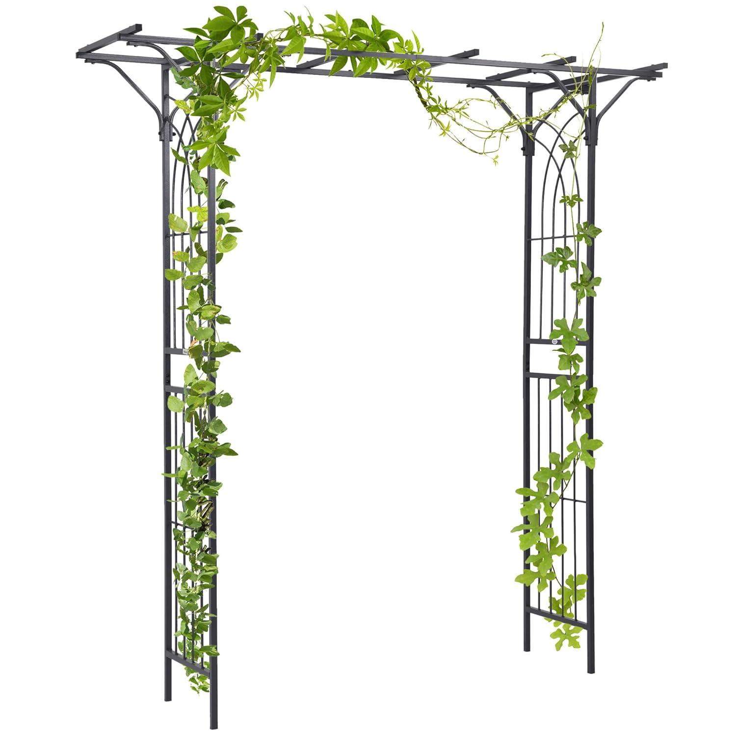 Outsunny 74.75'' W x 19.75'' D Metal Arbor in Gray