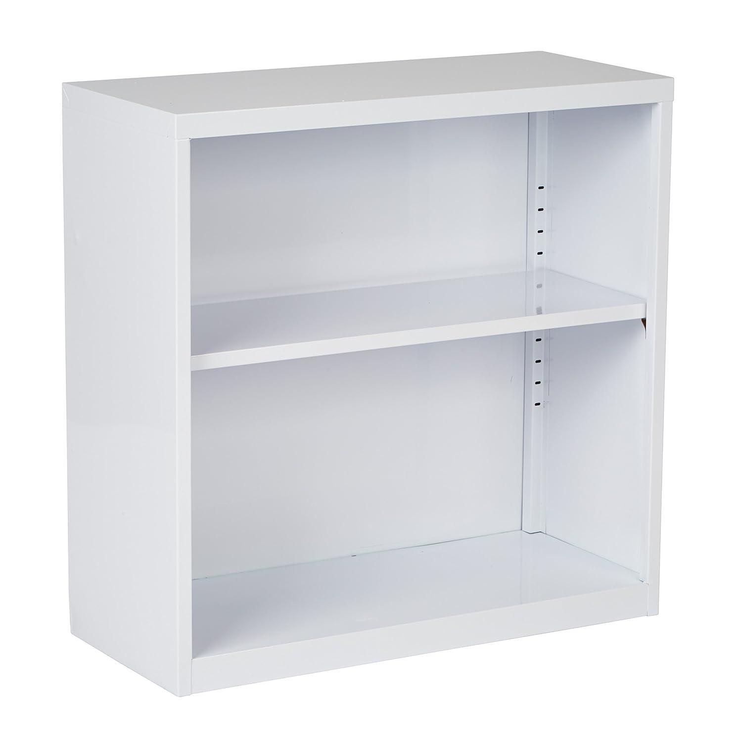 OSP Home Furnishings Metal Bookcase in White Finish