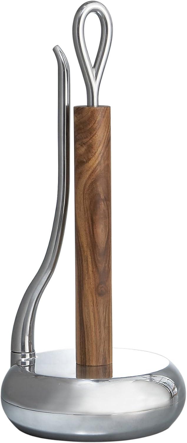 Nambe Alloy and Acacia Wood Loop Towel Holder