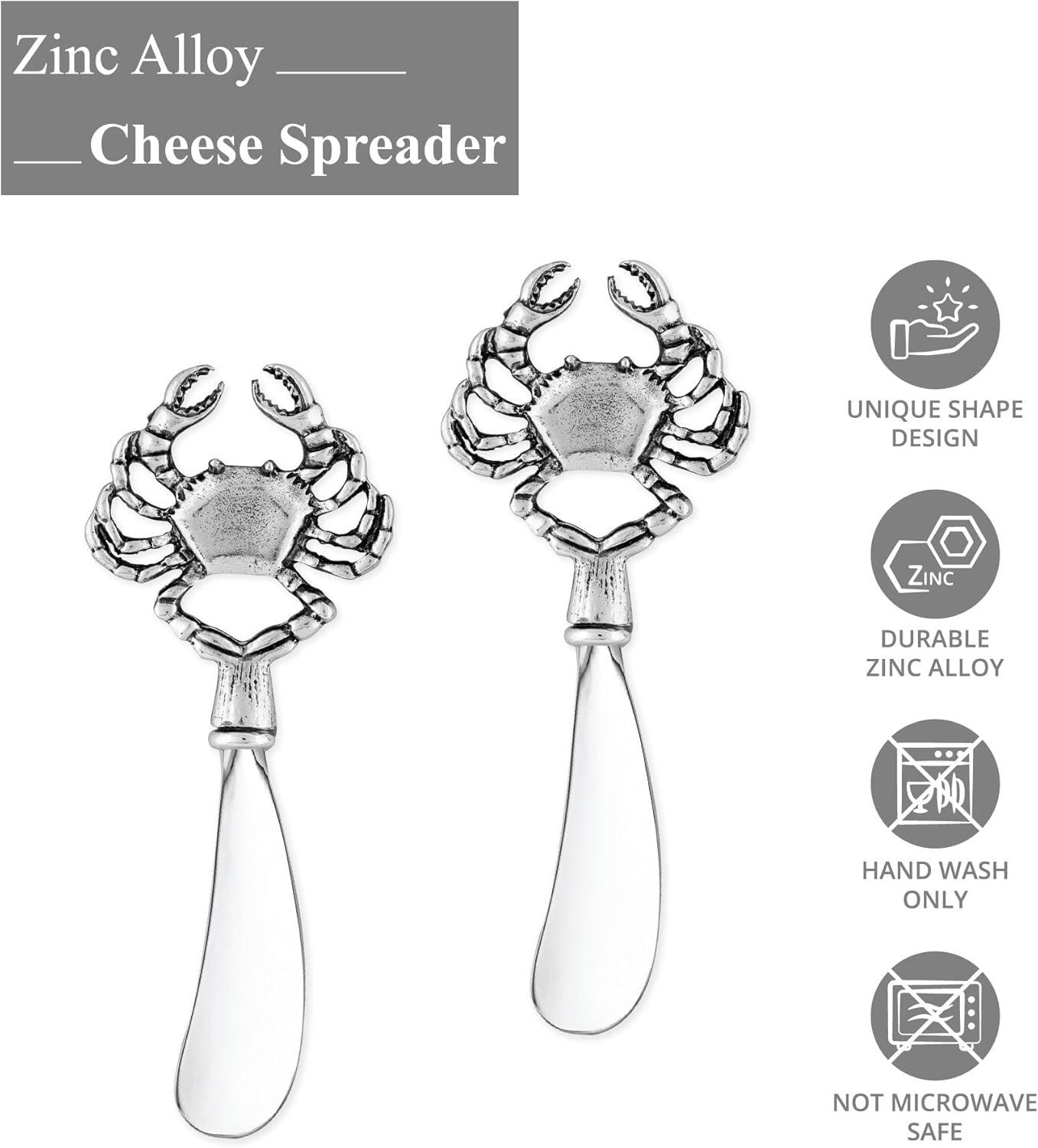 Mr. Spreader 2-Piece Cheese Spreaders Zinc Alloy Butter Spreader Knife Set, Crab Handle Multipurpose Cheese Spreader for Cheese and Butter, Kitchen Gadgets