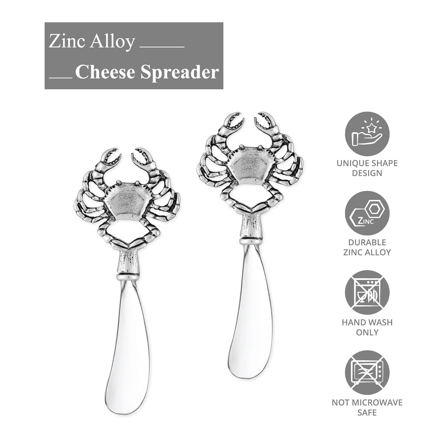 Mr. Spreader 2-Piece Cheese Spreaders Zinc Alloy Butter Spreader Knife Set, Crab Handle Multipurpose Cheese Spreader for Cheese and Butter, Kitchen Gadgets