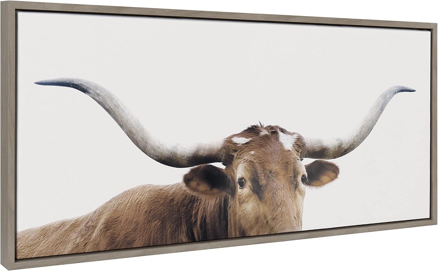 18" x 40" Sylvie Texas Longhorn Frame Canvas by The Creative Bunch Studio - Kate & Laurel All Things Decor