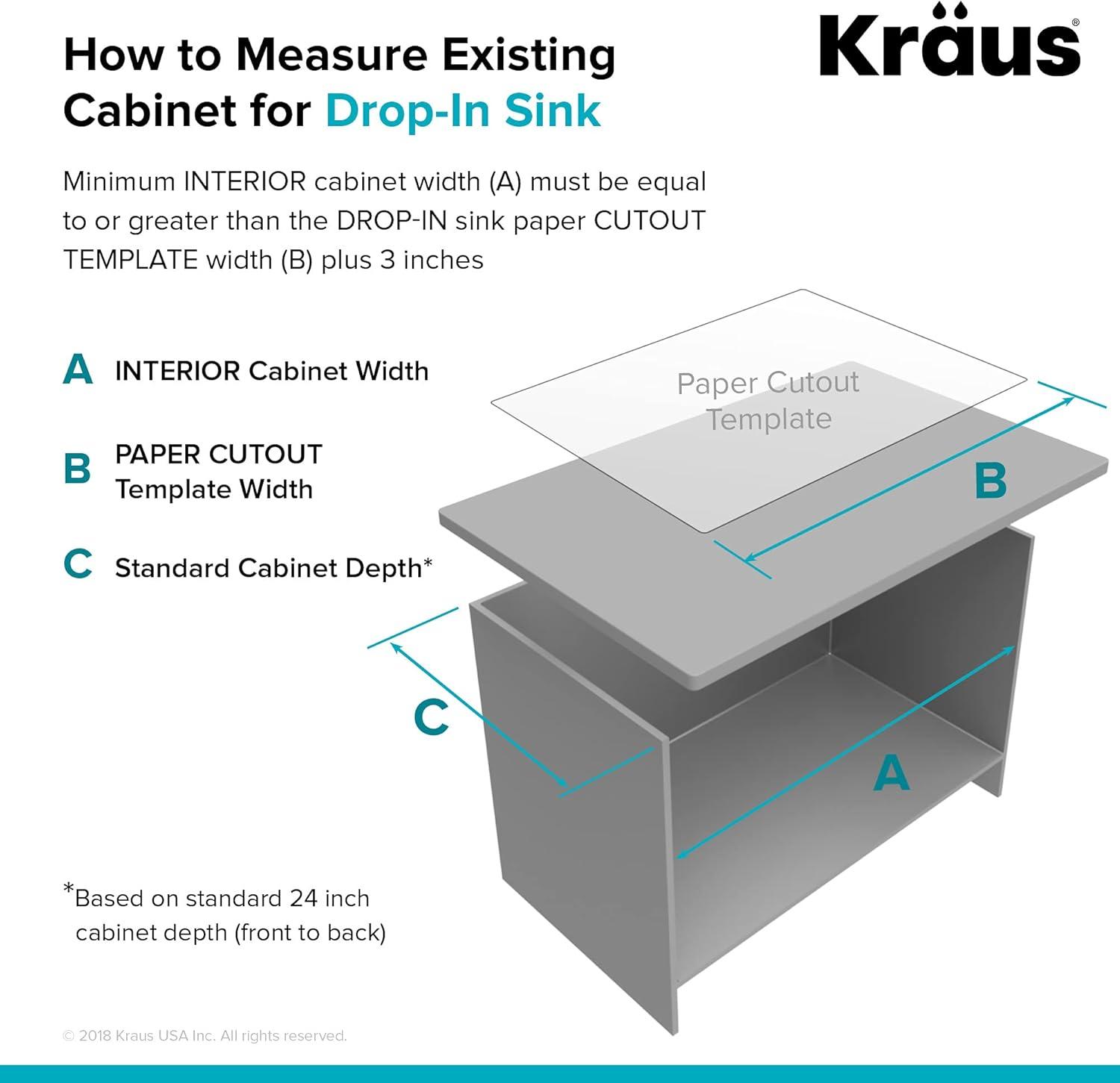 KRAUS Standart PRO Drop In 16 Gauge Bar Stainless Steel Kitchen Sink