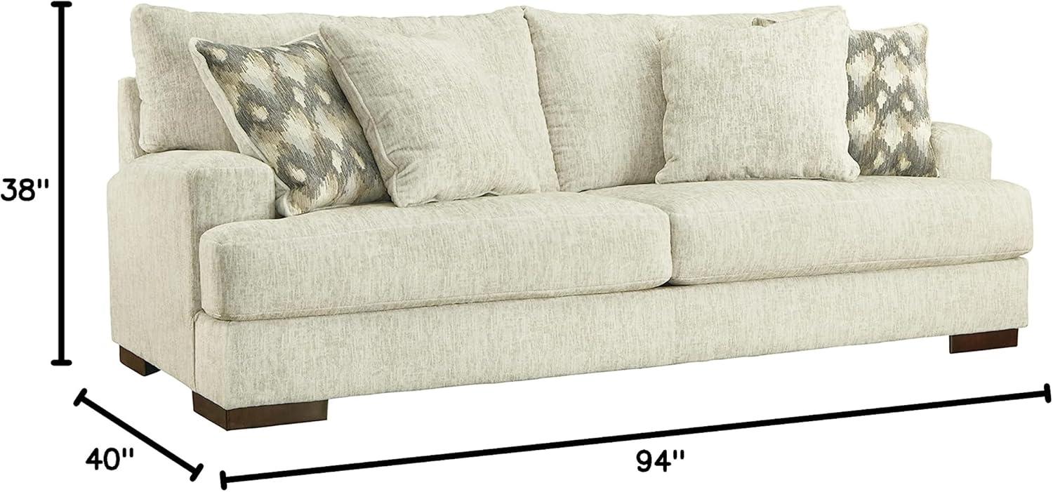 Beige Microfiber 94'' Track Arm Sofa with Removable Cushions