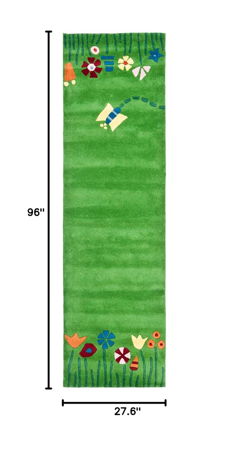 SAFAVIEH Kids Topher Play Grass Runner Rug, Green/Multi, 2'3" x 8'