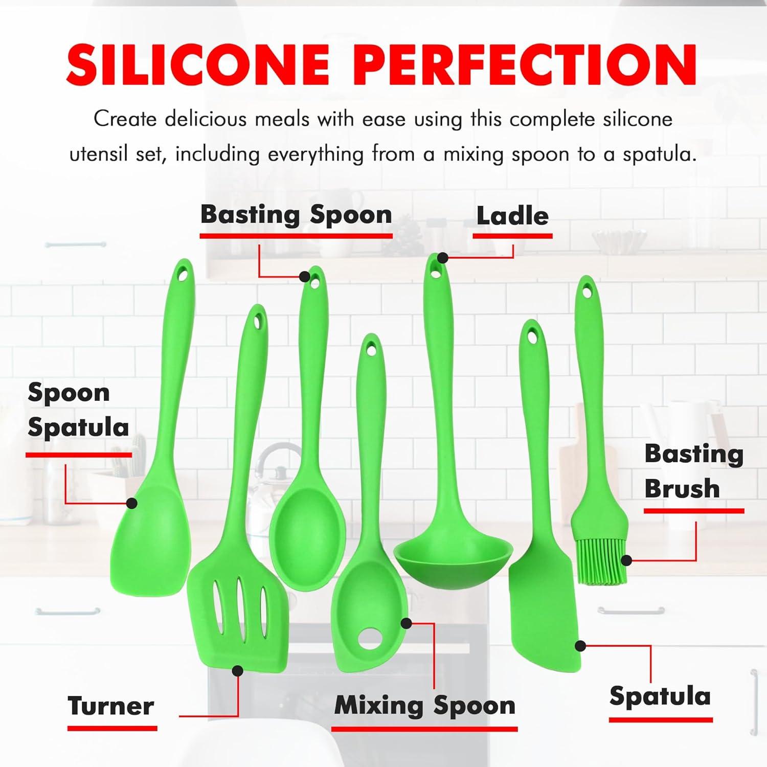 Chef Craft Premium Silicone Kitchen Tool and Utensil Set, 7 Piece Set, Green