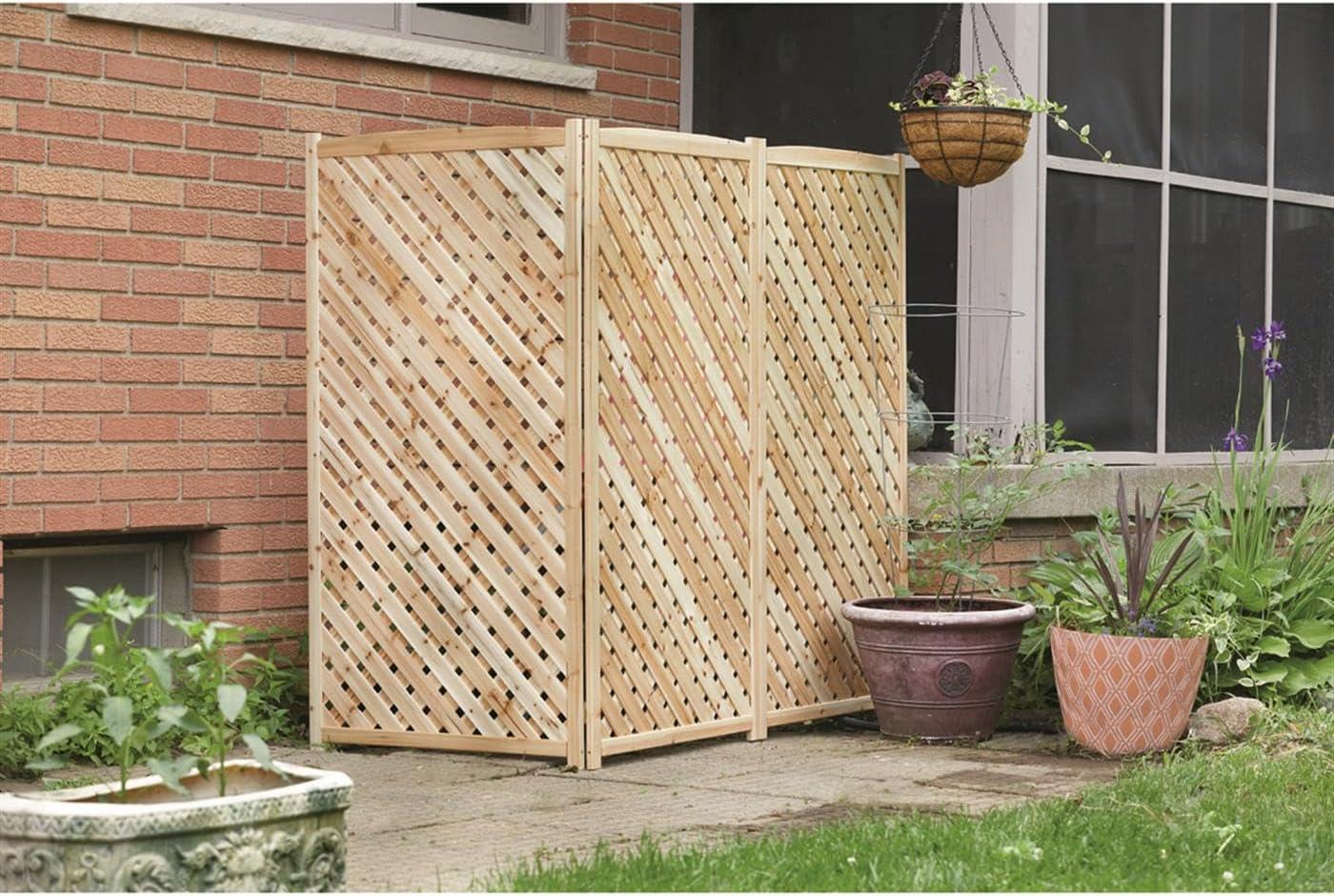Solid Fir Wood 3-Panel Outdoor Privacy Screen
