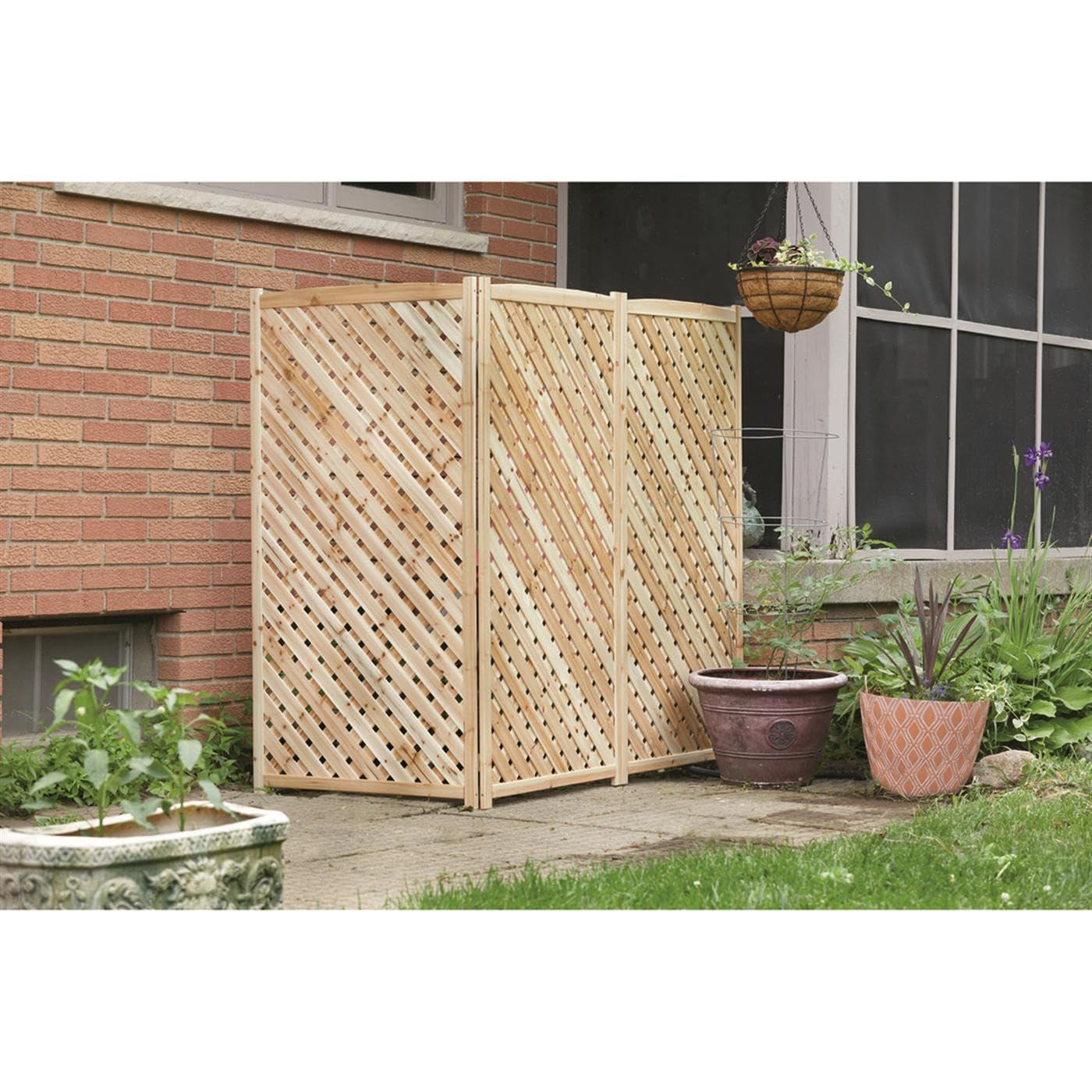 Solid Fir Wood 3-Panel Outdoor Privacy Screen