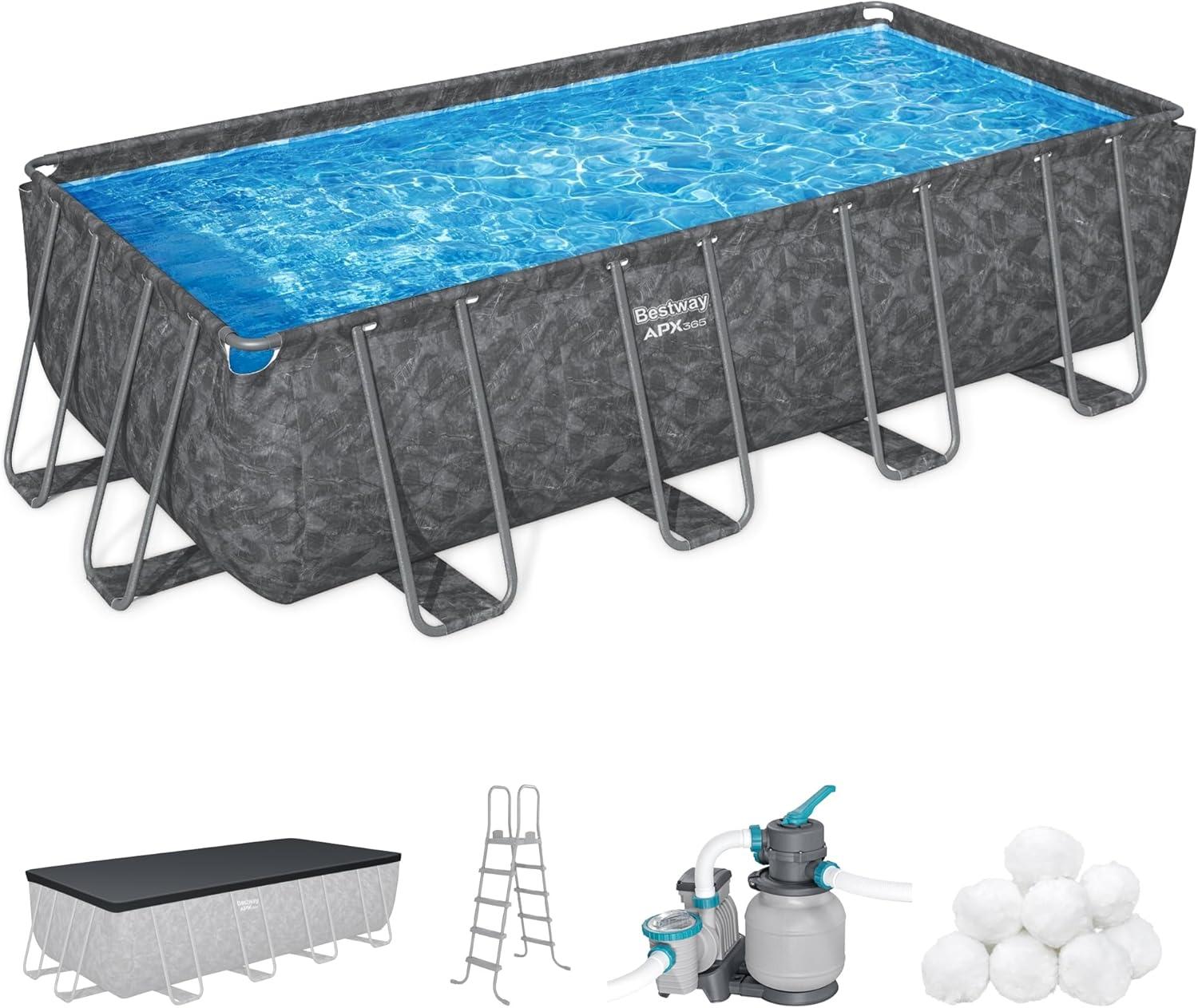 Bestway APX 365 18' x 9' x 52" Rectangle Above Ground Swimming Pool Set