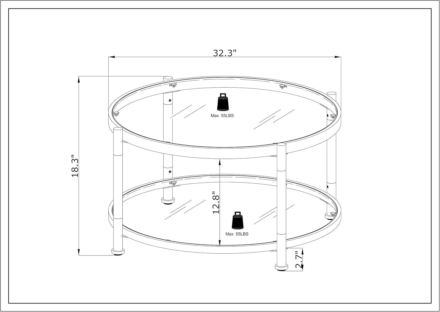 Round Chrome Acrylic and Glass Coffee Table