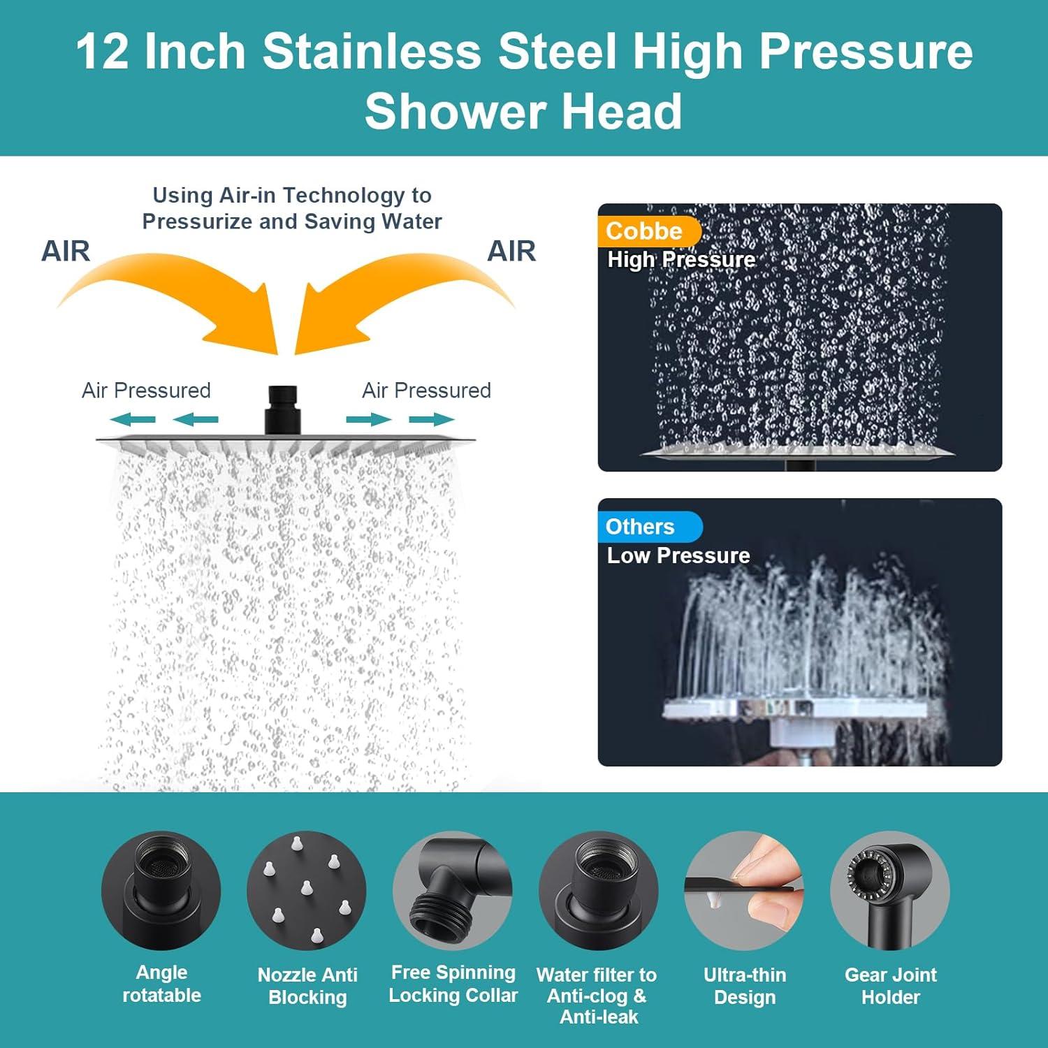 Easy To Install And Use: This Shower Heads With Handheld Spray Combo Truly Easy To Install With Universal G1/2 Threaded Connector For Any Standard Shower Pipe Or Water Pipe. Easy To Install In Minutes Without Any Tools, No Need To Hire A Plumber