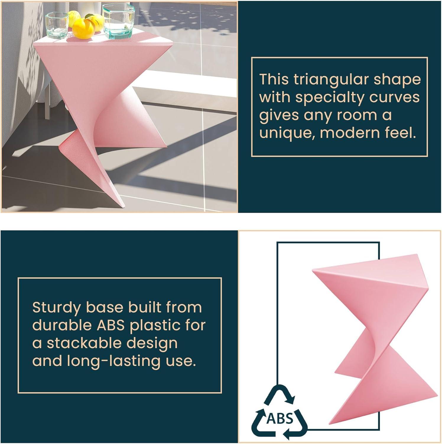 Randolph Triangular Pink ABS Plastic Modern Side Table