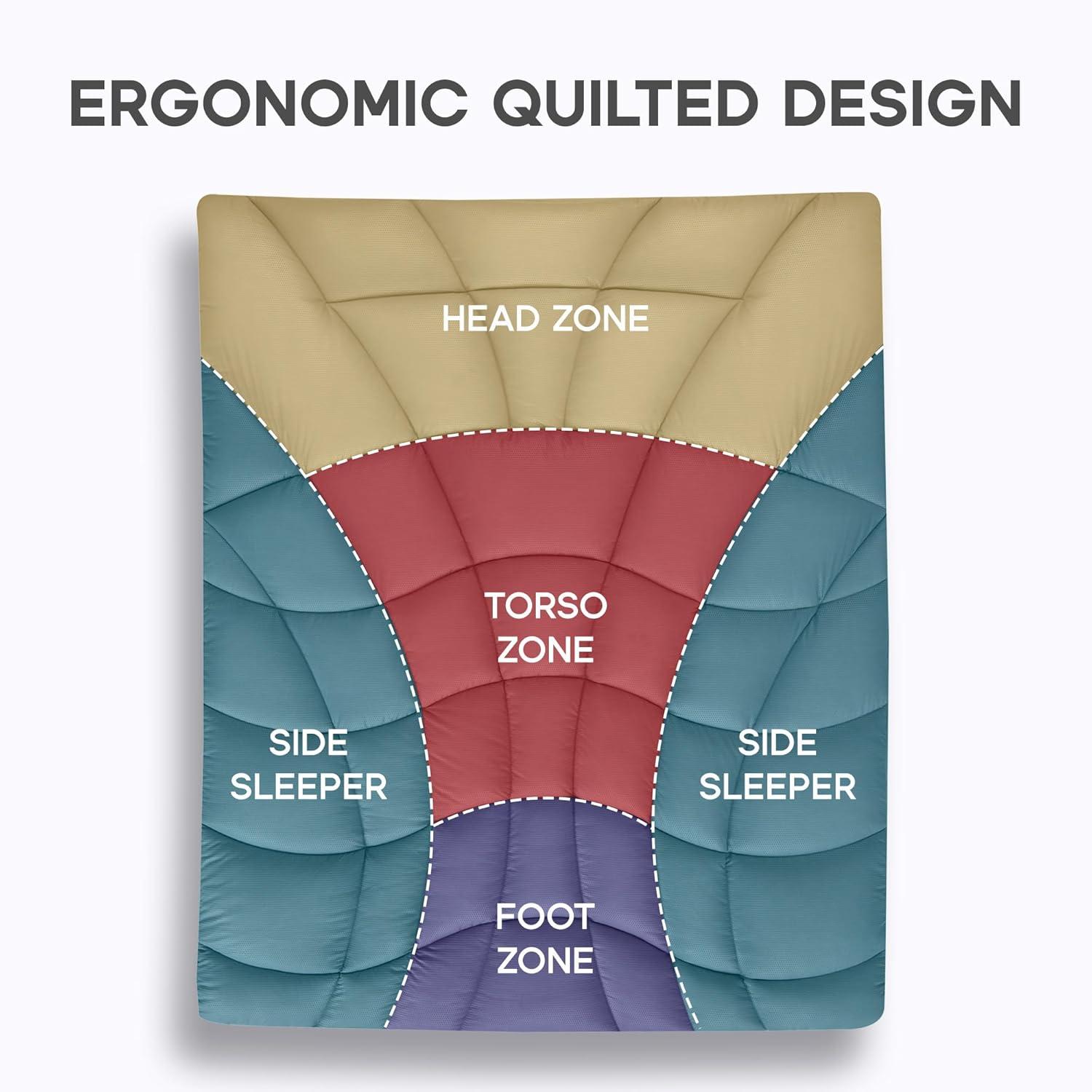 Sonive Queen Mattress Protector, Mattress Topper up to 21 Inches Deep Pocket Pad with 5-Zone Ergonomic Design, Soft Mattress Pad Microfiber Breathable Mattress Cover Machine Washable Grey