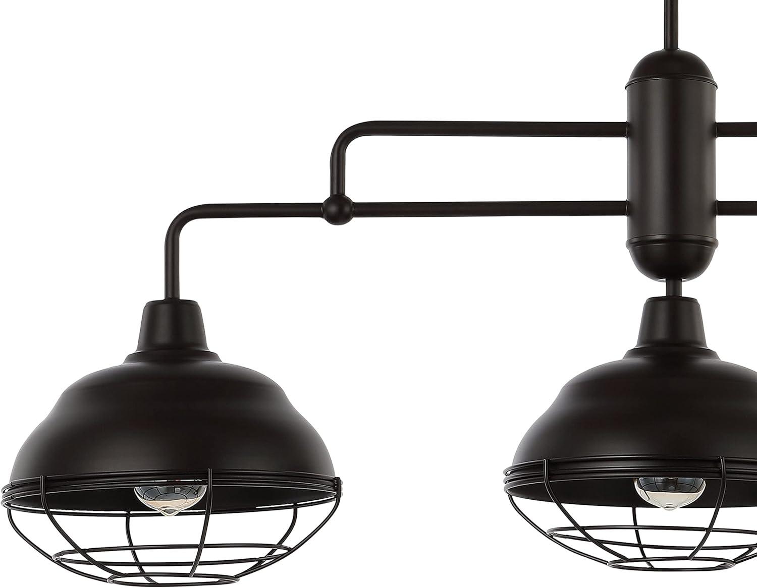 Levi 40.5" 3-Light Industrial Farmhouse Iron Linear LED Pendant, Oil Rubbed Bronze