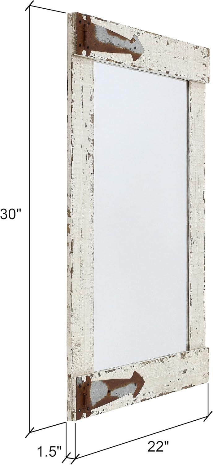 Serenad Farmhouse Wall Mirror White 30" x 22" by Aspire