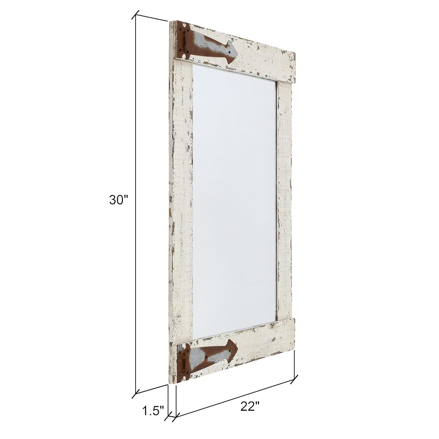 Serenad Farmhouse Wall Mirror White 30" x 22" by Aspire