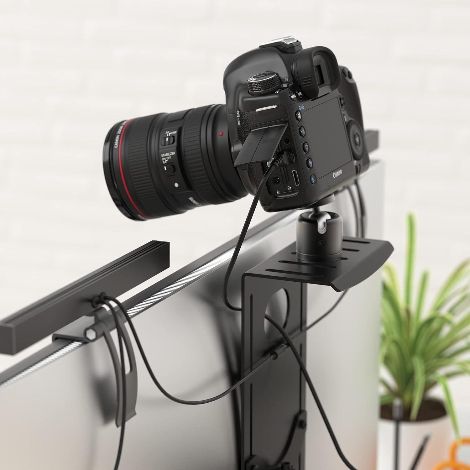 Small Black VESA Mount Monitor Shelf for DSLR Cameras