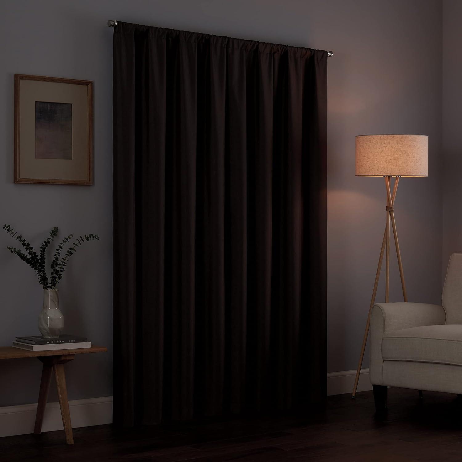 Chocolate Blackout Rod Pocket Curtain Panel, 42" x 84"