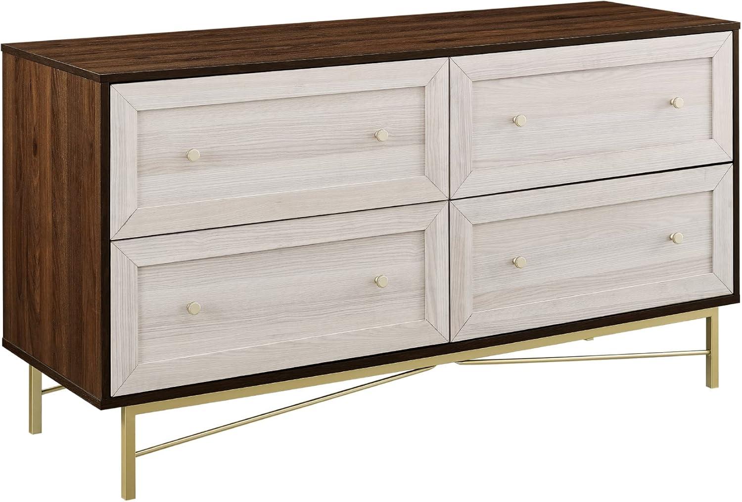 Eloise Glam Double Dresser in Dark Walnut with White Poplar Accents