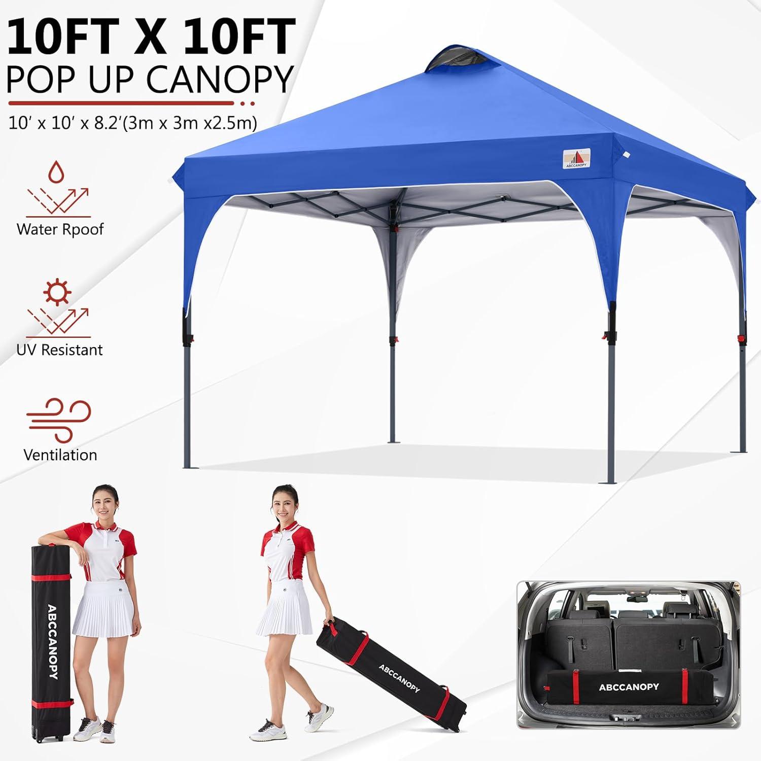 ABCCANOPY 10' x 10' Blue Outdoor Pop up Canopy Tent Camping Sun Shelter-Series