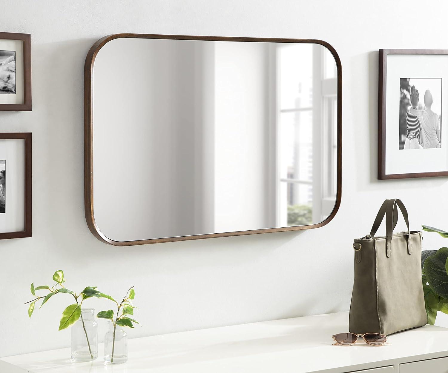 Nordlund Modern Walnut Brown Wood Framed Wall Mirror, 23x35