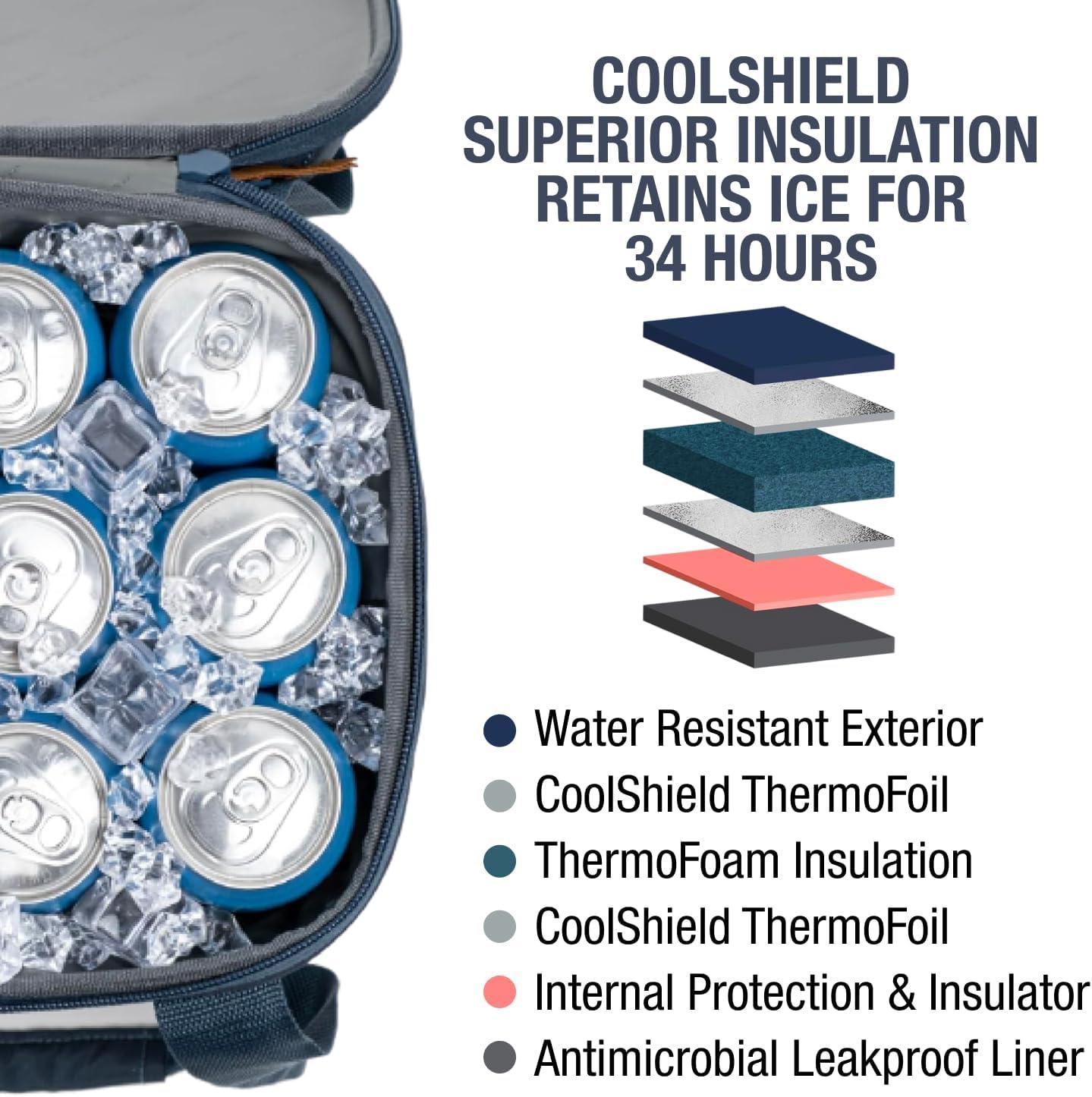 Rebrilliant Collapsible Insulated Cooler Bag – 50 Can Leakproof Soft Cooler For Beach, Travel, Car – Shoulder Strap, Bottle Opener (Ocean)