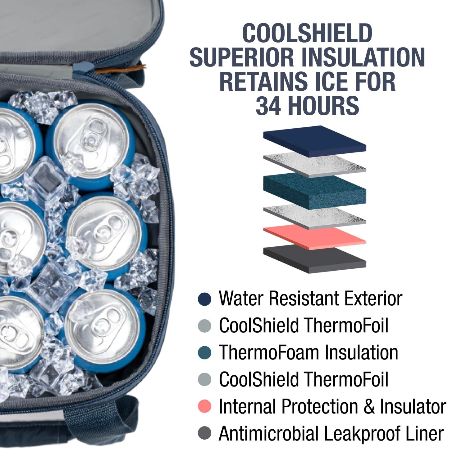 Rebrilliant Collapsible Insulated Cooler Bag – 50 Can Leakproof Soft Cooler For Beach, Travel, Car – Shoulder Strap, Bottle Opener (Ocean)