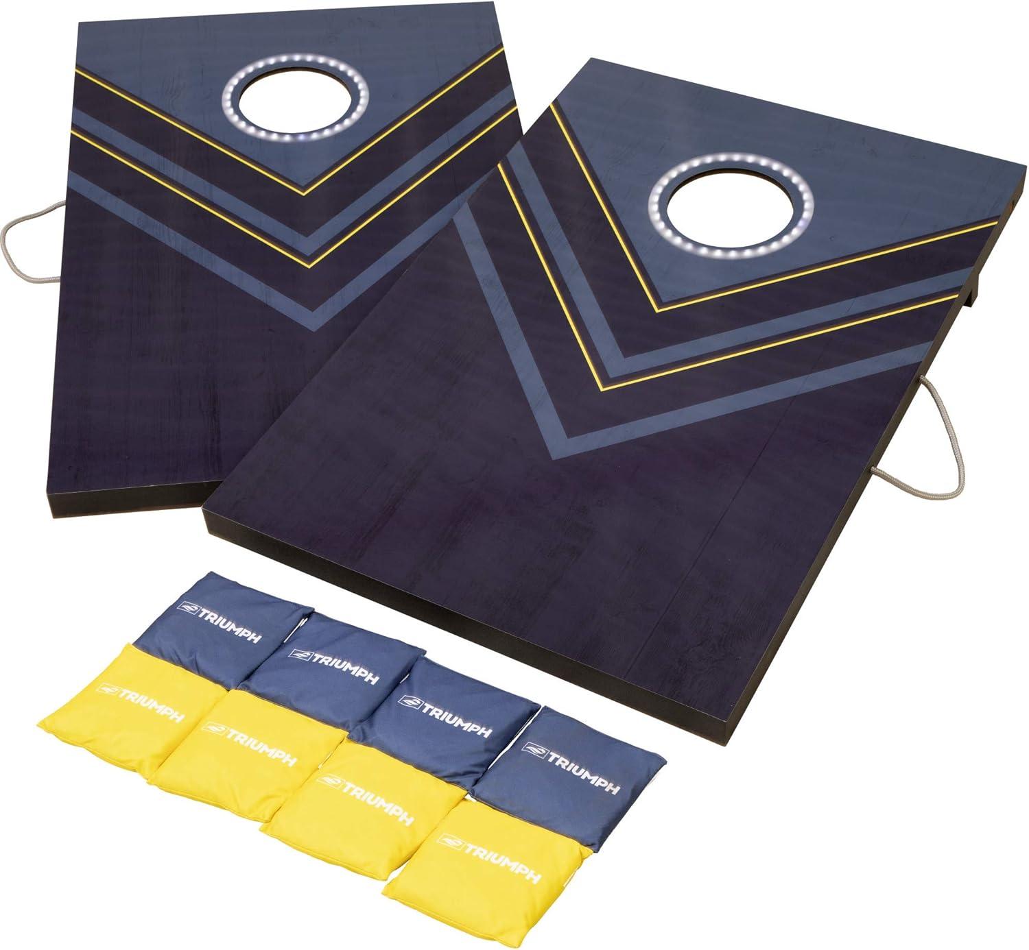 Triumph 2x3 Blue and Yellow LED Cornhole Set with Bean Bags