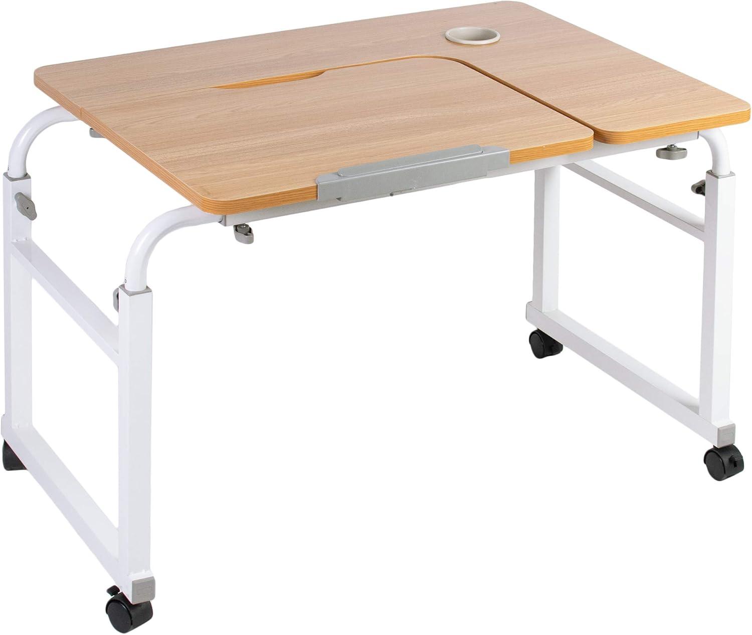 Adjustable Modern White Laminated Wood Writing Desk with Cup Holder