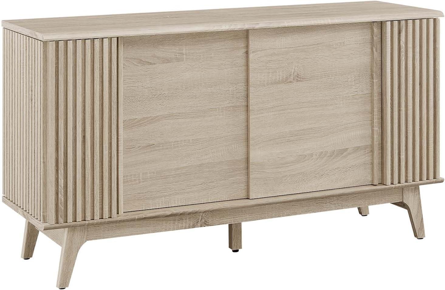 Eudora Oak Mid-Century Modern Sideboard with Sliding Doors