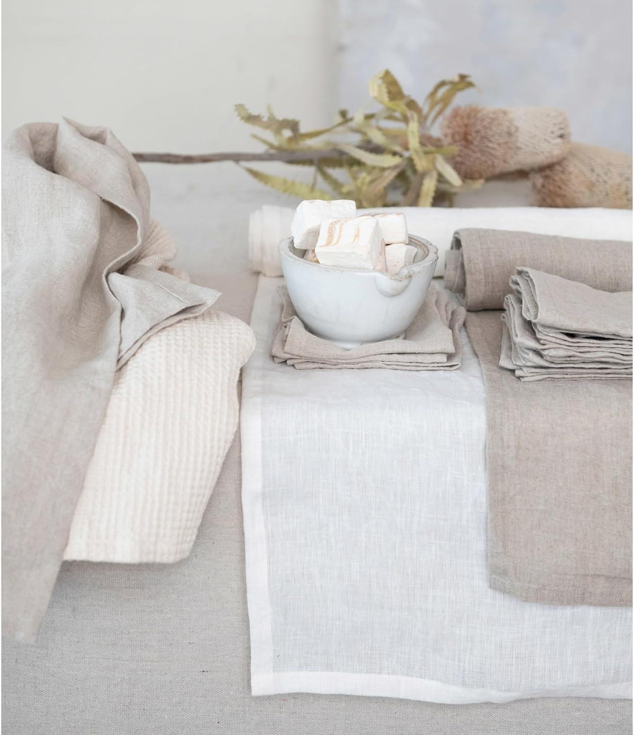 Ivory Stonewashed Linen 108-Inch Table Runner