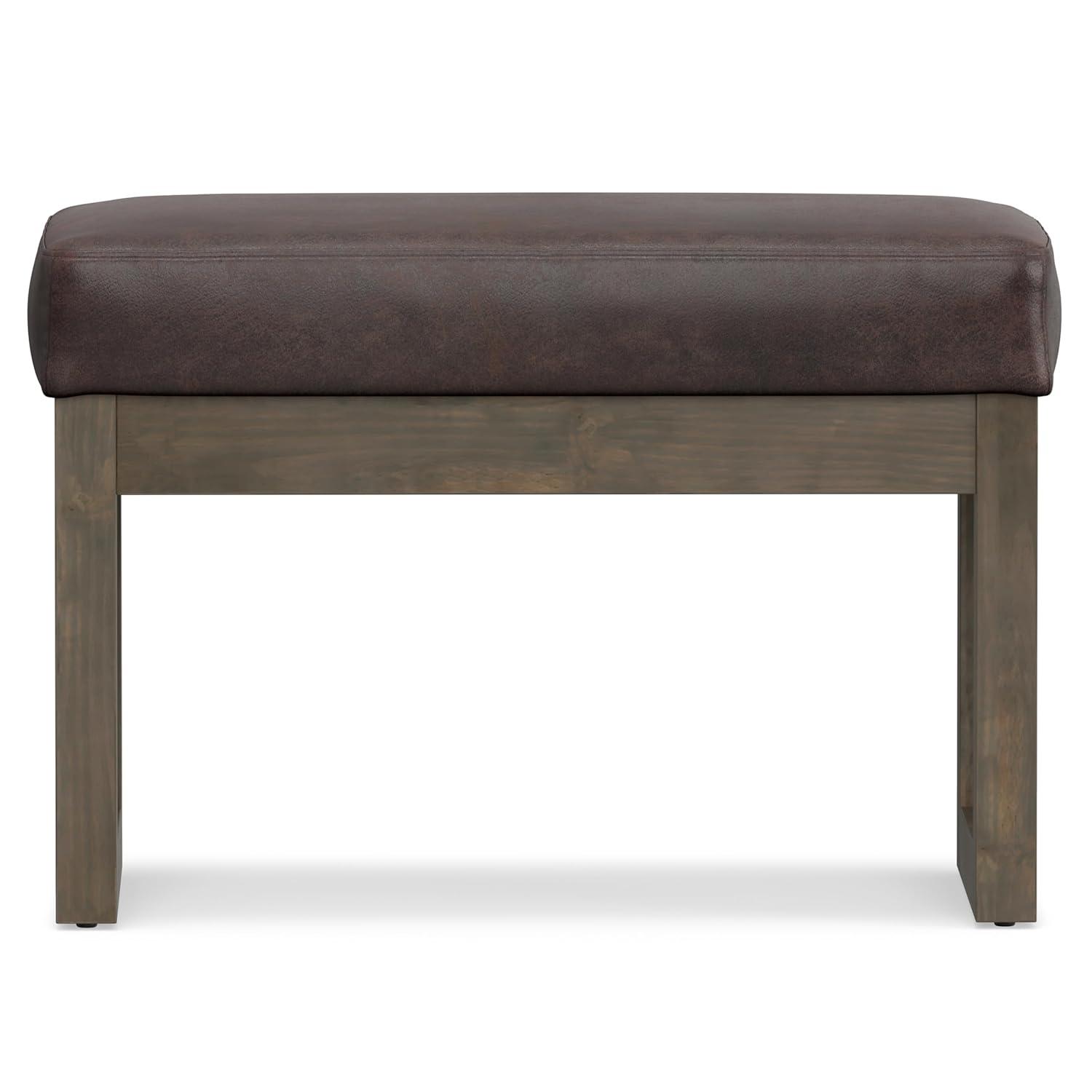 Simpli Home Milltown Ottoman Bench with Upholstered Seat and Solid Wood Frame