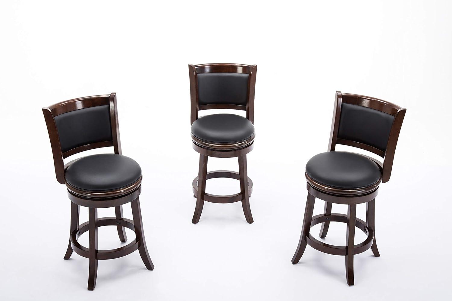 24" Augusta Swivel Counter Height Barstool Hardwood Cappuccino - Boraam: Round Seat, Footrest