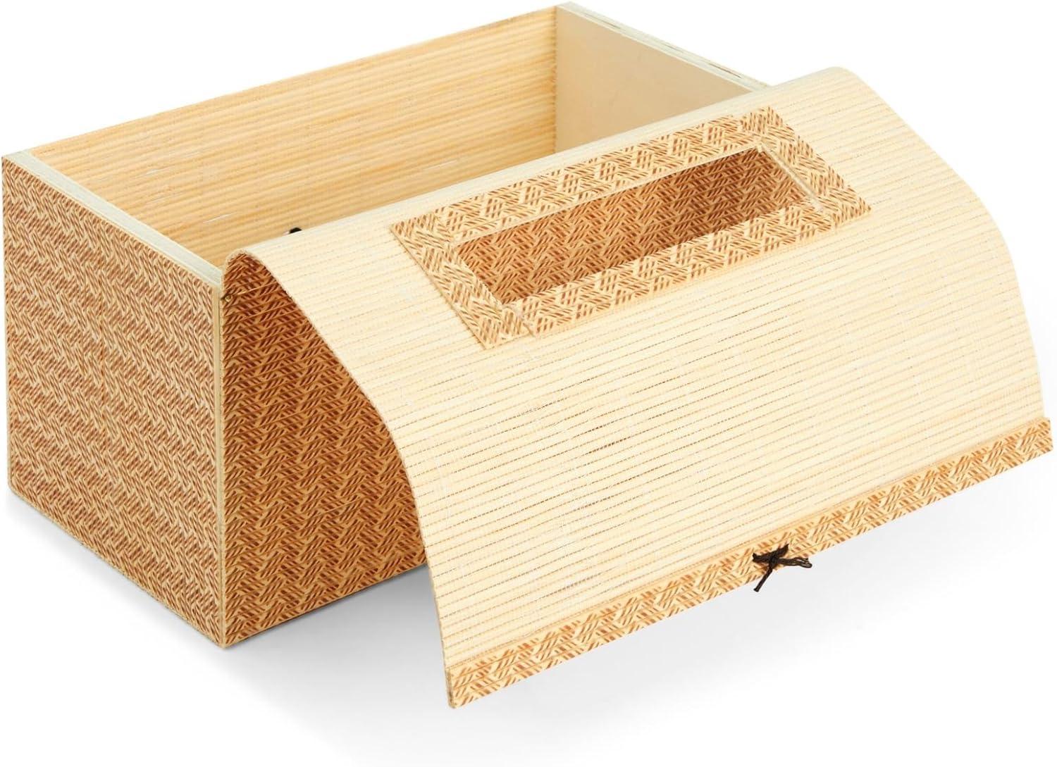 Juvale Bamboo Cane Material Tissue Box Cover for Home and Bathroom Decor, 11 x 6 x 5 In